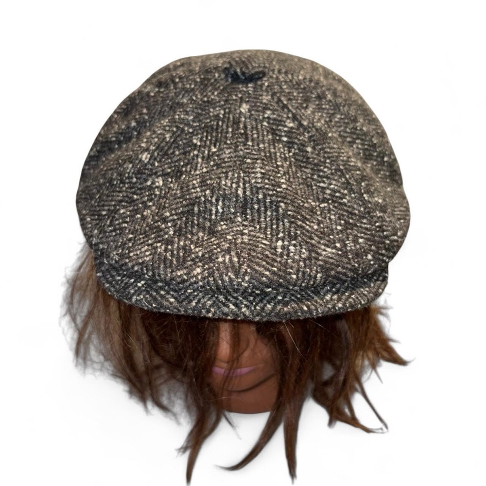 Men's Herringbone Wool Newsboy Cap - Gray Tweed